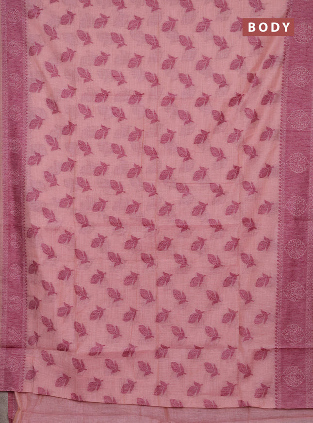 Jamdhani cotton saree pastel pink with thread woven buttas and jamdhani pallu