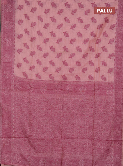 Jamdhani cotton saree pastel pink with thread woven buttas and jamdhani pallu
