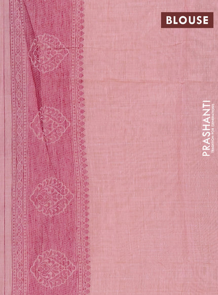 Jamdhani cotton saree pastel pink with thread woven buttas and jamdhani pallu