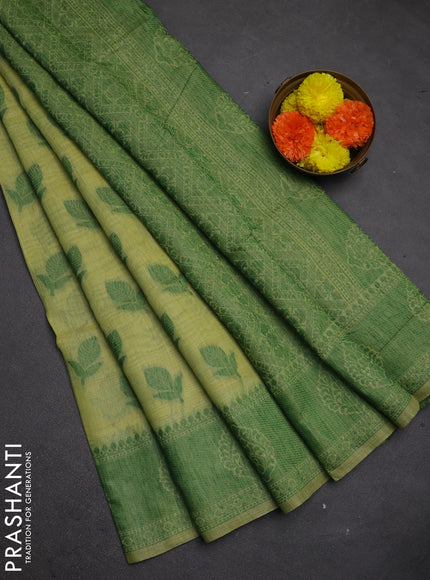 Jamdhani cotton saree pista green and green with thread woven buttas and jamdhani pallu