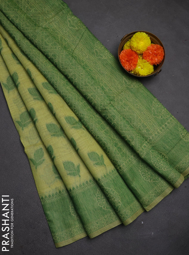 Jamdhani cotton saree pista green and green with thread woven buttas and jamdhani pallu