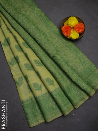 Jamdhani cotton saree pista green and green with thread woven buttas and jamdhani pallu