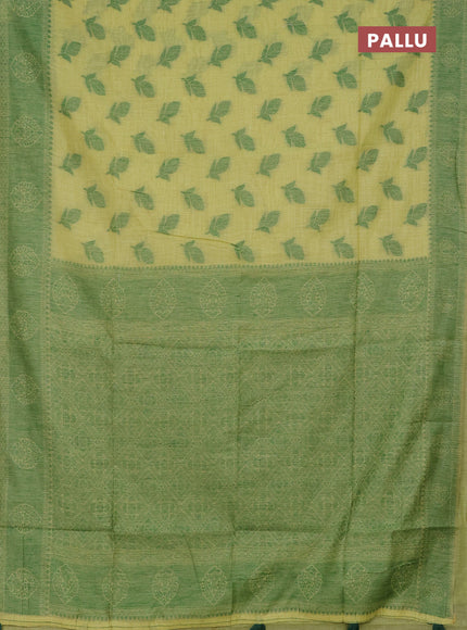 Jamdhani cotton saree pista green and green with thread woven buttas and jamdhani pallu