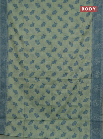 Jamdhani cotton saree teal green and teal blue with thread woven buttas and jamdhani pallu