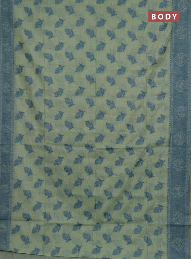 Jamdhani cotton saree teal green and teal blue with thread woven buttas and jamdhani pallu