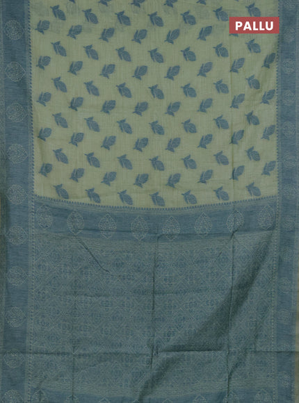 Jamdhani cotton saree teal green and teal blue with thread woven buttas and jamdhani pallu