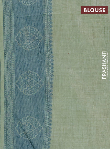 Jamdhani cotton saree teal green and teal blue with thread woven buttas and jamdhani pallu