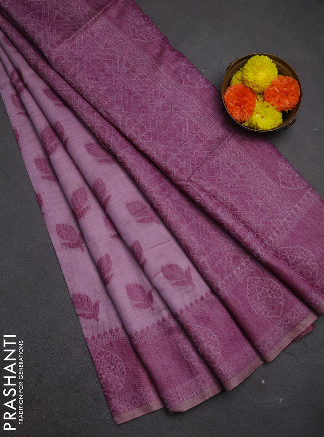 Jamdhani cotton saree lavender and purple with thread woven buttas and jamdhani pallu
