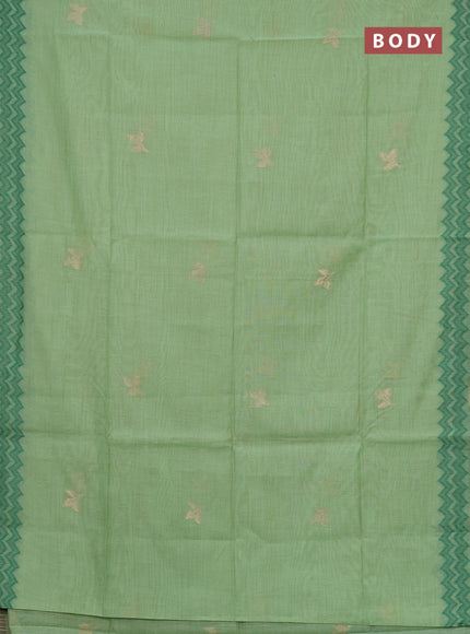 Jamdhani cotton saree pista green and bottle green with zari woven buttas and jamdhani pallu