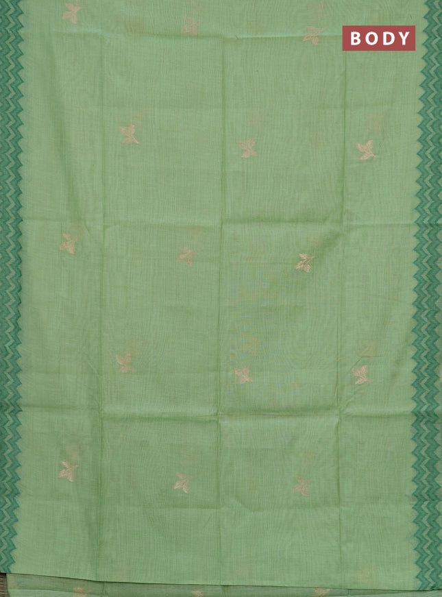 Jamdhani cotton saree pista green and bottle green with zari woven buttas and jamdhani pallu