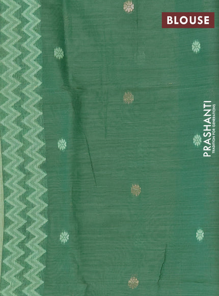 Jamdhani cotton saree pista green and bottle green with zari woven buttas and jamdhani pallu