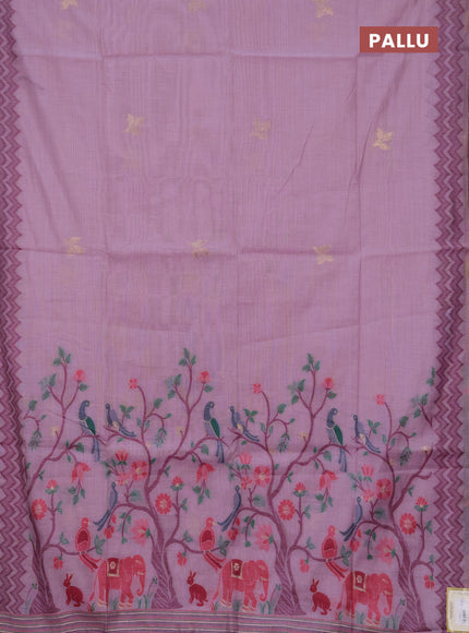 Jamdhani cotton saree lavender and purple with zari woven buttas and jamdhani pallu