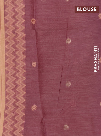 Jamdhani cotton saree peach shade and purple with zari woven buttas and jamdhani pallu