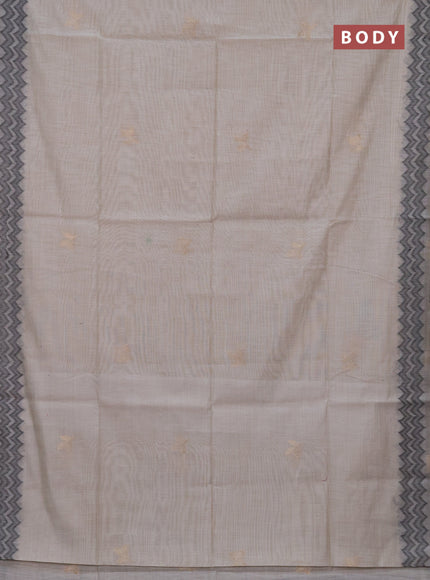 Jamdhani cotton saree beige and black with zari woven buttas and jamdhani pallu