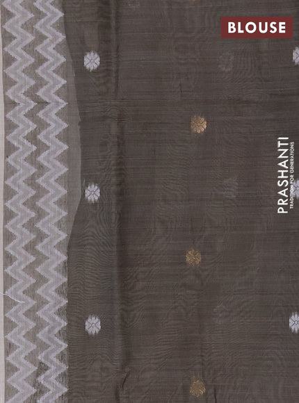 Jamdhani cotton saree beige and black with zari woven buttas and jamdhani pallu