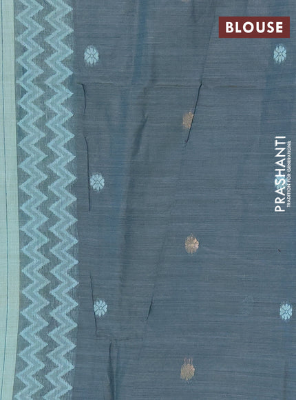 Jamdhani cotton saree teal blue and peacock green with zari woven buttas and jamdhani pallu