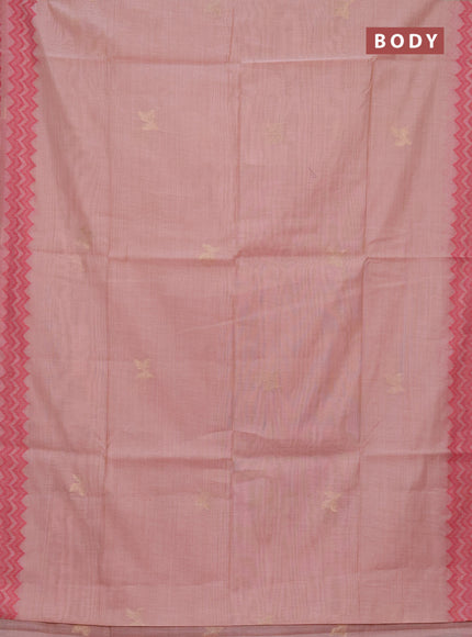 Jamdhani cotton saree peach shade and pink with zari woven buttas and jamdhani pallu