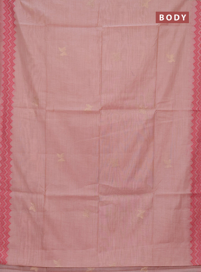 Jamdhani cotton saree peach shade and pink with zari woven buttas and jamdhani pallu