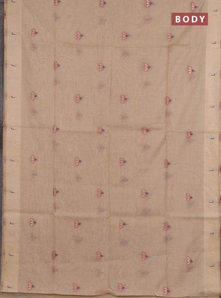Jamdhani cotton saree beige with zari woven buttas and muniya butta border