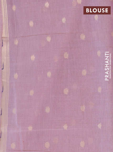Jamdhani cotton saree lavender with zari woven buttas and muniya butta border