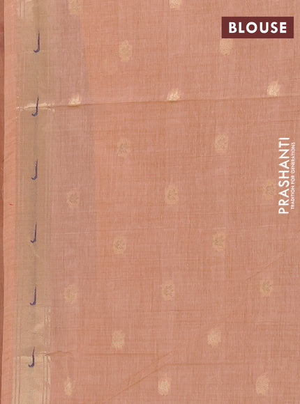 Jamdhani cotton saree peach shade with zari woven buttas and muniya butta border