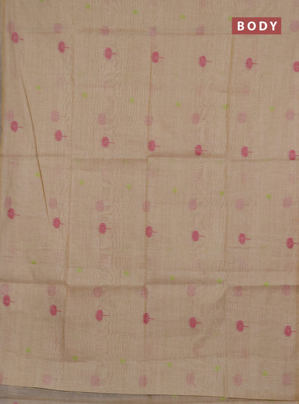 Jamdhani cotton saree beige with thread buttas and jamdhani pallu