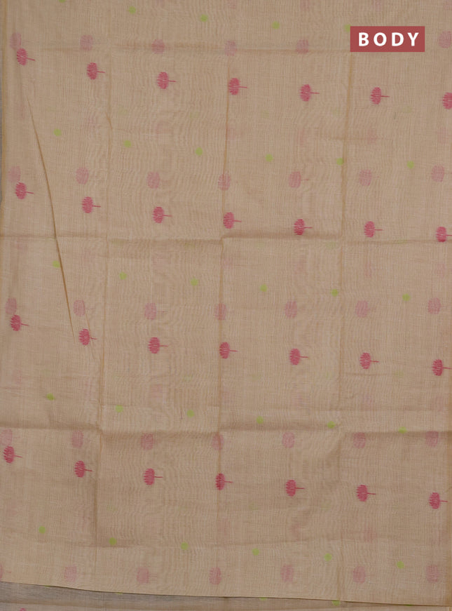 Jamdhani cotton saree beige with thread buttas and jamdhani pallu