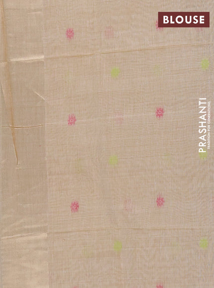 Jamdhani cotton saree beige with thread buttas and jamdhani pallu