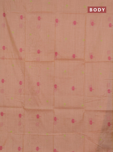 Jamdhani cotton saree peach shade with thread buttas and jamdhani pallu