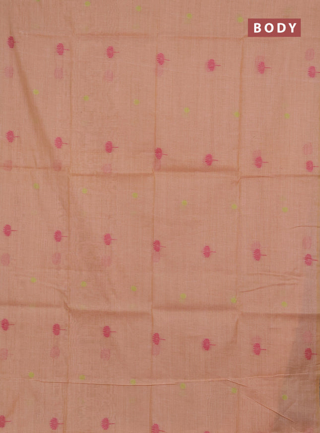 Jamdhani cotton saree peach shade with thread buttas and jamdhani pallu