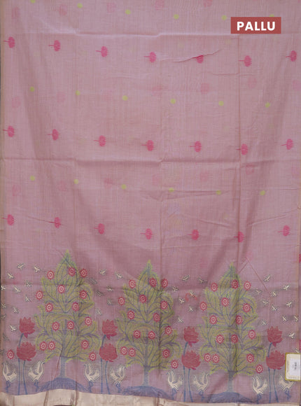 Jamdhani cotton saree lavender with thread buttas and jamdhani pallu