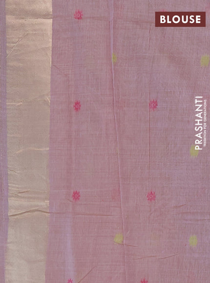 Jamdhani cotton saree lavender with thread buttas and jamdhani pallu