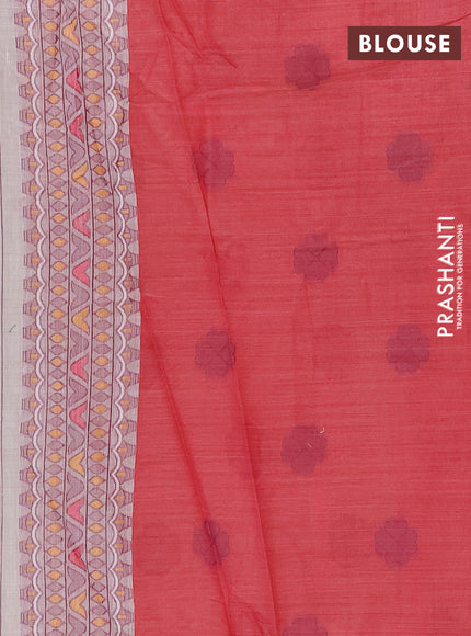 Jamdhani cotton saree beige with thread buttas and jamdhani pallu