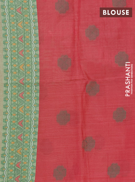 Jamdhani cotton saree pista green with thread buttas and jamdhani pallu