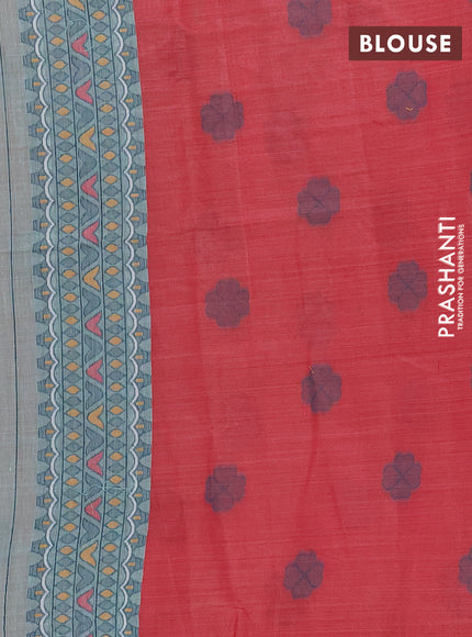 Jamdhani cotton saree teal green with thread buttas and jamdhani pallu