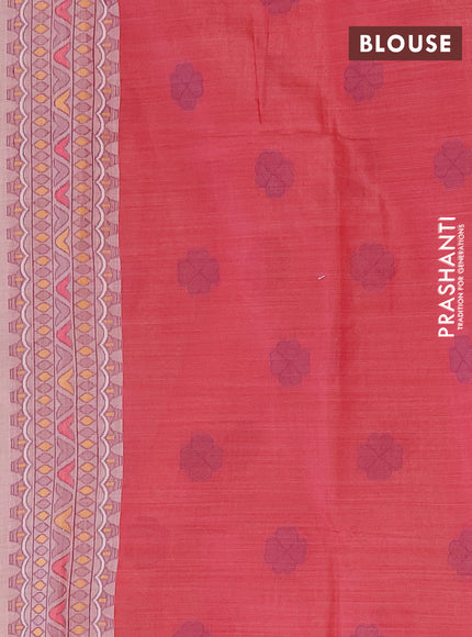 Jamdhani cotton saree peach shade with thread buttas and jamdhani pallu
