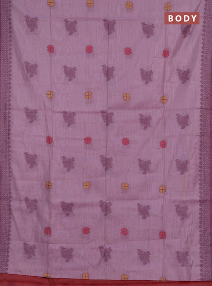 Jamdhani cotton saree lavender with thread buttas and jamdhani pallu