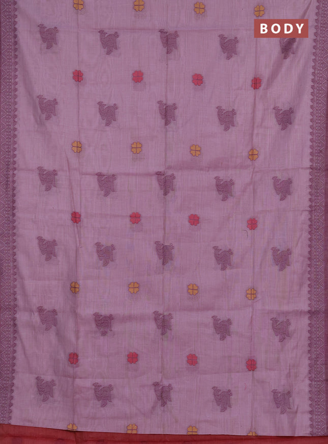 Jamdhani cotton saree lavender with thread buttas and jamdhani pallu