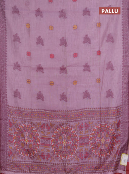 Jamdhani cotton saree lavender with thread buttas and jamdhani pallu