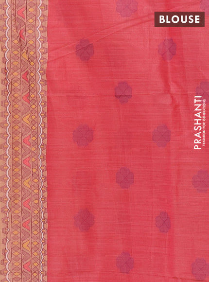 Jamdhani cotton saree peach orange with thread buttas and jamdhani pallu