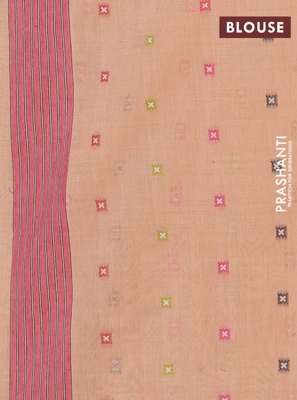 Jamdhani cotton saree peach shade and pink with allover thread woven geomatric buttas and jamdhani pallu