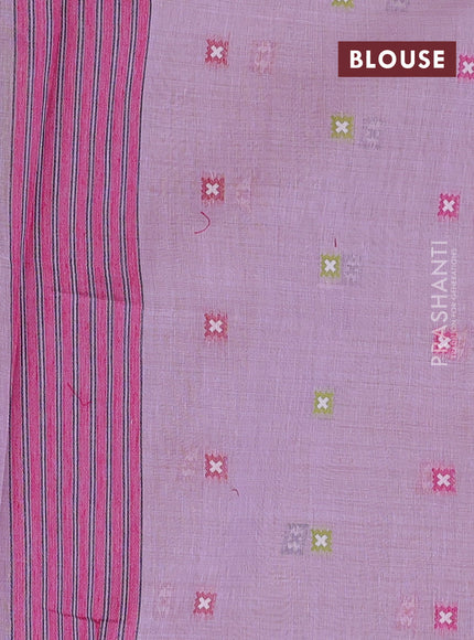 Jamdhani cotton saree lavender and pink with allover thread woven geomatric buttas and jamdhani pallu