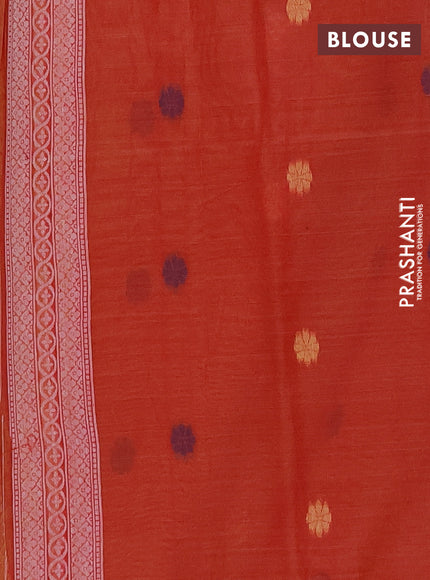 Jamdhani cotton saree pale yellow and red with thread woven buttas and jamdhani pallu