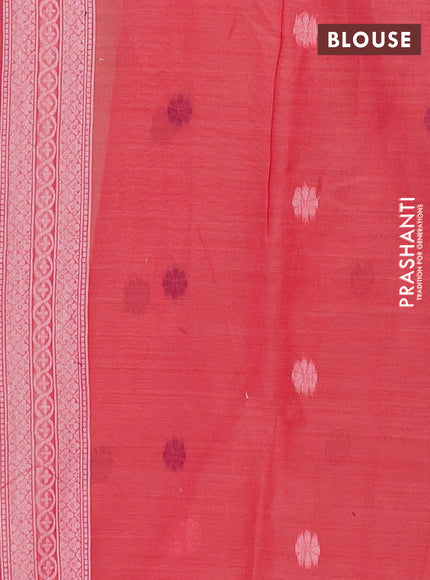 Jamdhani cotton saree peach shade and pink with thread woven buttas and jamdhani pallu