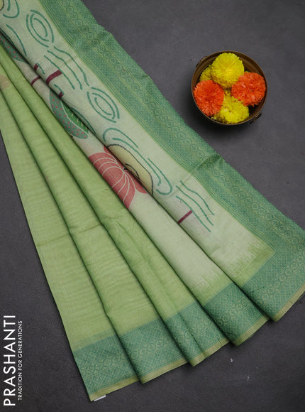 Jamdhani cotton saree pista green and green with thread woven buttas and jamdhani pallu