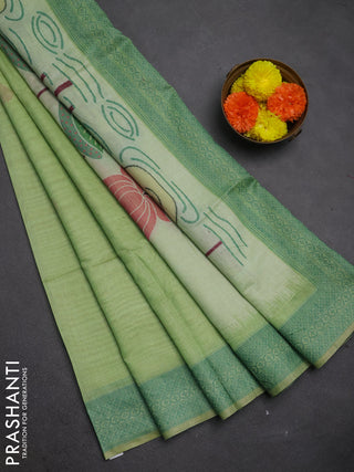 Jamdhani cotton saree pista green and green with thread woven buttas and jamdhani pallu