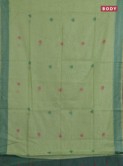 Jamdhani cotton saree pista green and green with thread woven buttas and jamdhani pallu