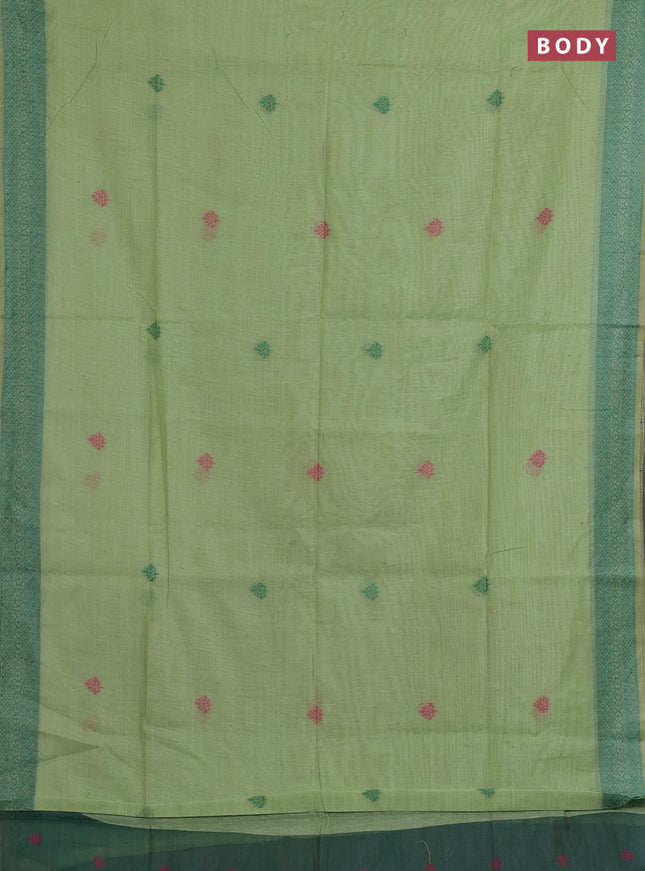 Jamdhani cotton saree pista green and green with thread woven buttas and jamdhani pallu