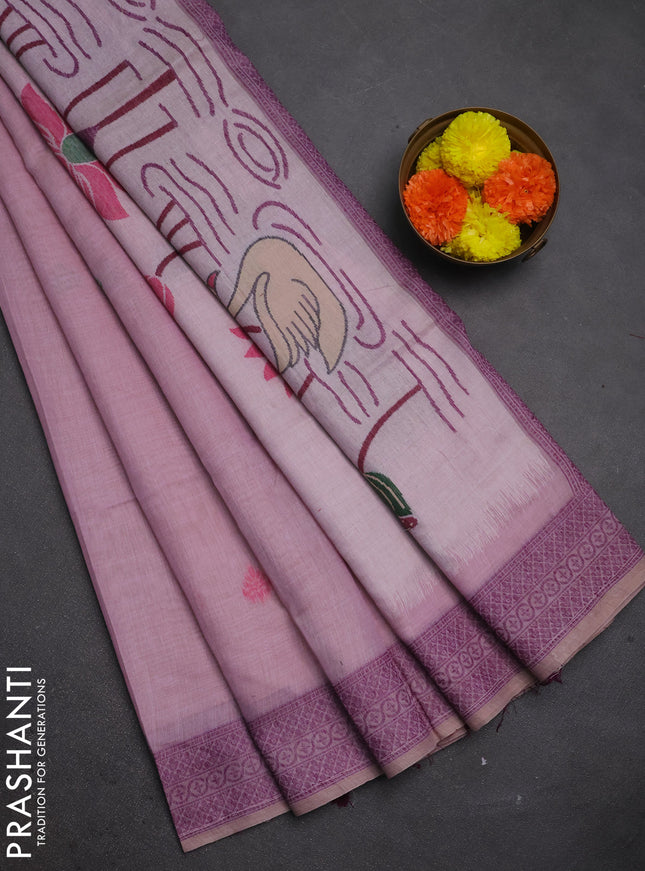 Jamdhani cotton saree lavender and purple with thread woven buttas and jamdhani pallu