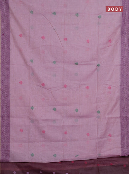 Jamdhani cotton saree lavender and purple with thread woven buttas and jamdhani pallu